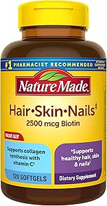 Μαλλιά, δέρμα & νύχια με 2500 mcg της Biotin Softgels, 60 κόμης για την υποστήριξη υγιή μαλλιά, δέρμα και νύχια