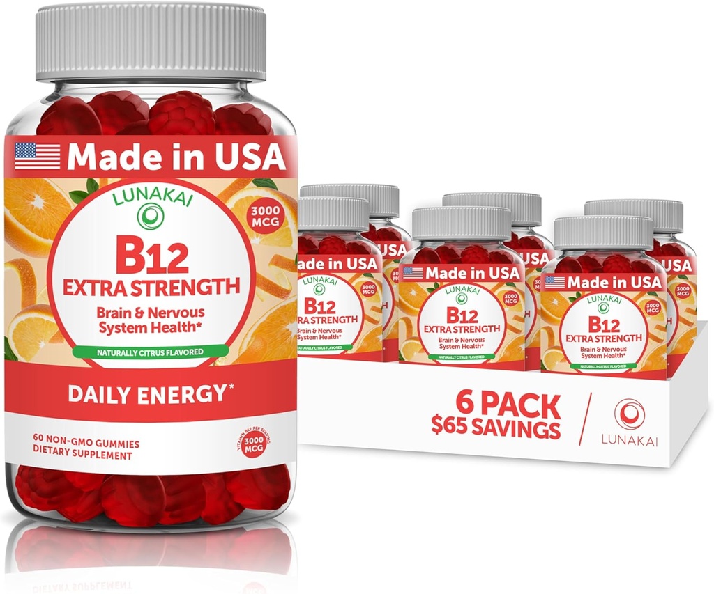 Yetişkinler için B12 Vitamin Gummies - Tastiest Proprietary Formula - 300006 Torch B-12 Abhidrorpsiyon Enerji Gummies - Non-GMO Vegan Vit B12 - Enerji Desteği ve Bone Health için B 12 - 6 Pack