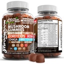 Lion's Mane Turkey Tail Cordyceps Reishi Chaga Sweet Toot Maitake Meshima Poria Cocos Shiitake Tremella, Oyster Agaricus Mushrooms for Men and Women Supplement Clean Nutra
