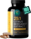 Citrus Bergamot 1000 mg Capsules – Natural 25:1 Citrus Bergamot Supplement with 50% Polyols Extract and Black Pepper – Natural Formula Vegan and Non-GMO – 180 Capsules