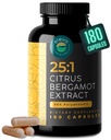 Citrus Bergamot Extract 1000mg Κάψουλες — Φυσικό συμπλήρωμα 25:1 Citrus Bergamot με 50% εκχύλισμα πολυφαινολών και μαύρο πιπέρι — Φυσική φόρμουλα Vegan και μη GMO — 180 κάψουλες