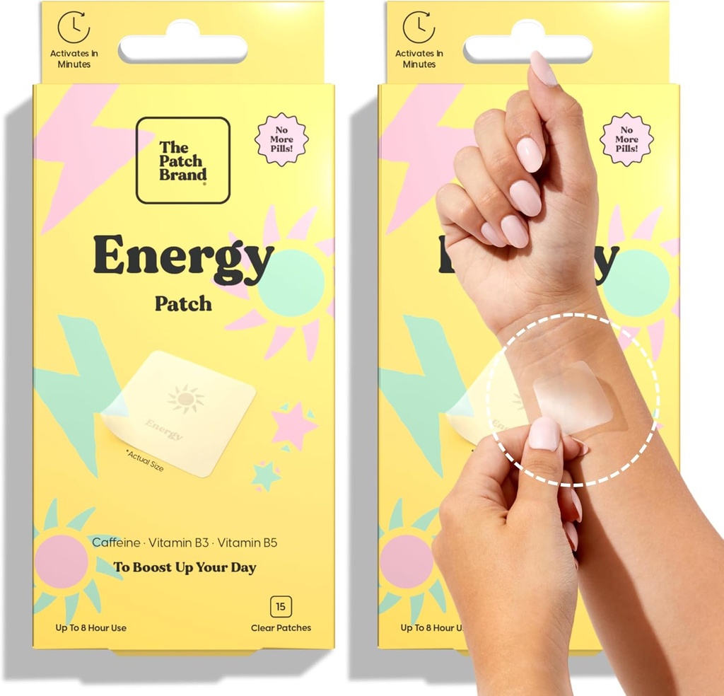 Patch Brand Energy Patches | Enerjiyi Caffeine ve B5 ve B3 ile Destekler | Tüm Doğal Wellness Patch Plante ve Cruelty Free Water Influence Patches That Last All Day