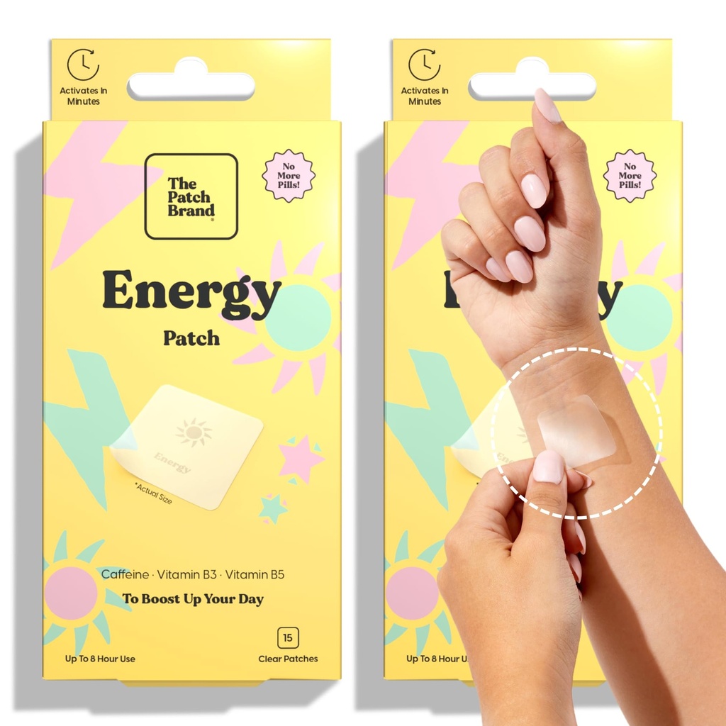 Patch Brand Energy Patches | Enerjiyi Caffeine ve B5 ve B3 ile Destekler | Tüm Doğal Wellness Patch Plante ve Cruelty Free Water Influence Patches That Last All Day