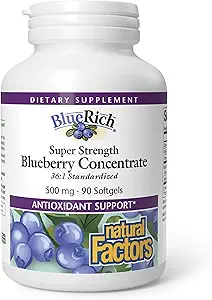Doğal Faktörler Tarafından BlueRich, Super Strength Blueberry Inter, Total Good Health, 90 Softgels