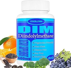 DIM Supplement 600 mg Estrogen Blocker for Men & Women - Hormon,Estrogen Balance, Menopause, Pn ve Skin Care 60 Capsule