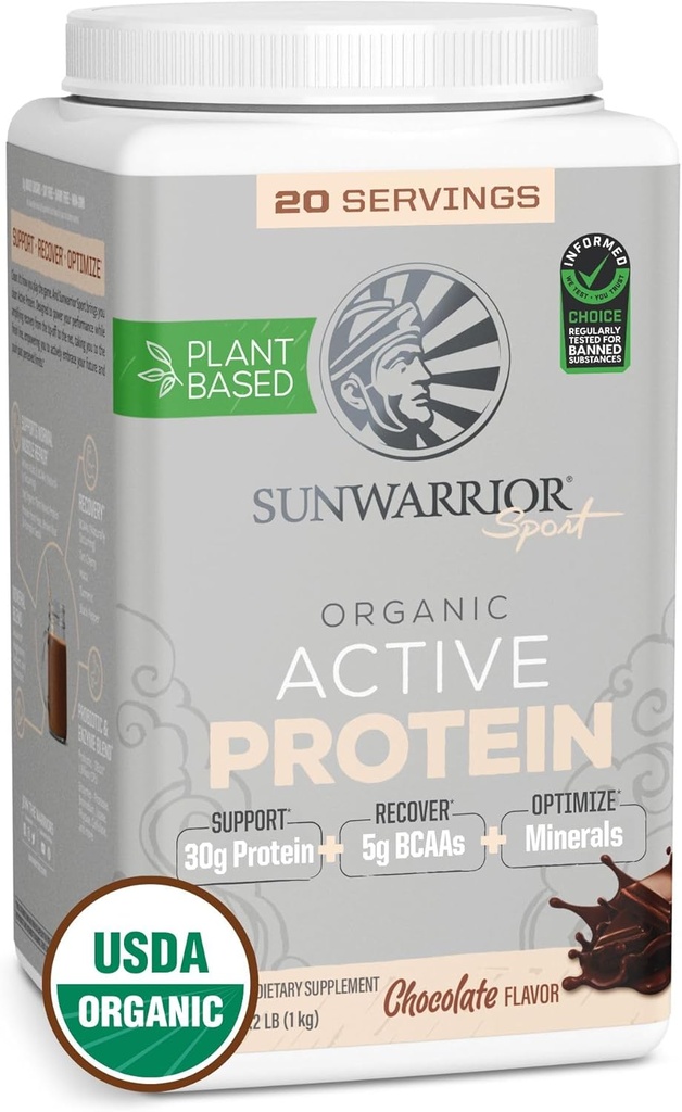 Sunwarrior Organik Bitki Protein Tozu | Vegan Organik Protein Toz BCAA Deris Plus Recovery Minerals & Botaniks | Non-GMO Soy Süt & Gluten Ücretsiz (Chocolate, 20 Hizmet)