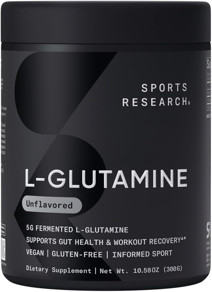 Sports Research® L-Glutamine - Workout Recovery, Immune Health & Gut Health Support - 5 G Per Servis - 10.58 Oz Oz