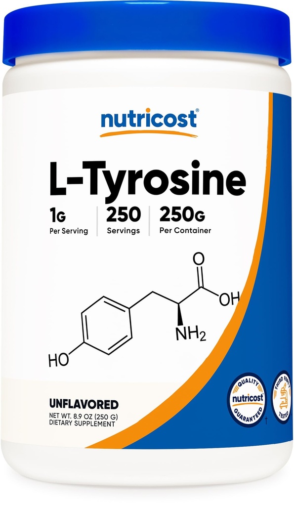 Nutricost L-Tyrosine Powder 250 Grams - Pure L-Tyrosine Powder 1000mg ανά Σερβίρισμα