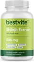 BESTVITE Pure Shilajit Extract 500 mg (120 Vejetaryen Capsules) - No Stearates - Vegan - Non GMO - Gluten Free - Standardı% 20 Fulvic Acid