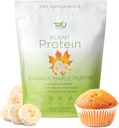 TRU Supplements Plant Based Protein Toz, BCAA, EAA, 20g Vegan Brown Rice & Pea Protein, 100 Calories, 27 Vitaminler, Yapay Flavors 25 Servisler (Bana Maple Muffin)