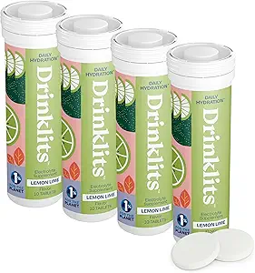 İçecekler Limon-Lime Daily Electrolyte Hydration Tabletleri (4) Tube Sche | Doğal Spor İçgörüleri - 0g Sugar – Mükemmel Flavor | 40 Servisler - 10 Tabletler