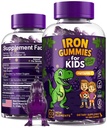 C vitamini ile Çocuklar için Demir Dinozorları | Sugar-Free, Vegan, Gluten-Free & Non-GMO | Anemi Relief, Energy & Blood Health Support | Grape Flavor, Pectin-Based for Optimal Health