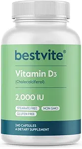 BESTVITE Vitamin D 2000 IU (240 Capsules) - No Stearates - Non GMO - Gluten Free