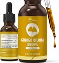 Organic Ginkgo Biloba Extract Liquid Supplements, Brain & Focus Support, 98% Absorption, Vegan, Non-GMO, Alcohol & Gluten Free - 4 Fl Oz