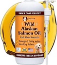 Natural Dog Company Wild Alaskan Salmon Oil Formula with Omega 3, Fish Oil for Dogs Supplement, Skin & Coat Oil, Itchy Relief, Immune Support for Commons & Heart, Food Topper, 16 oz.