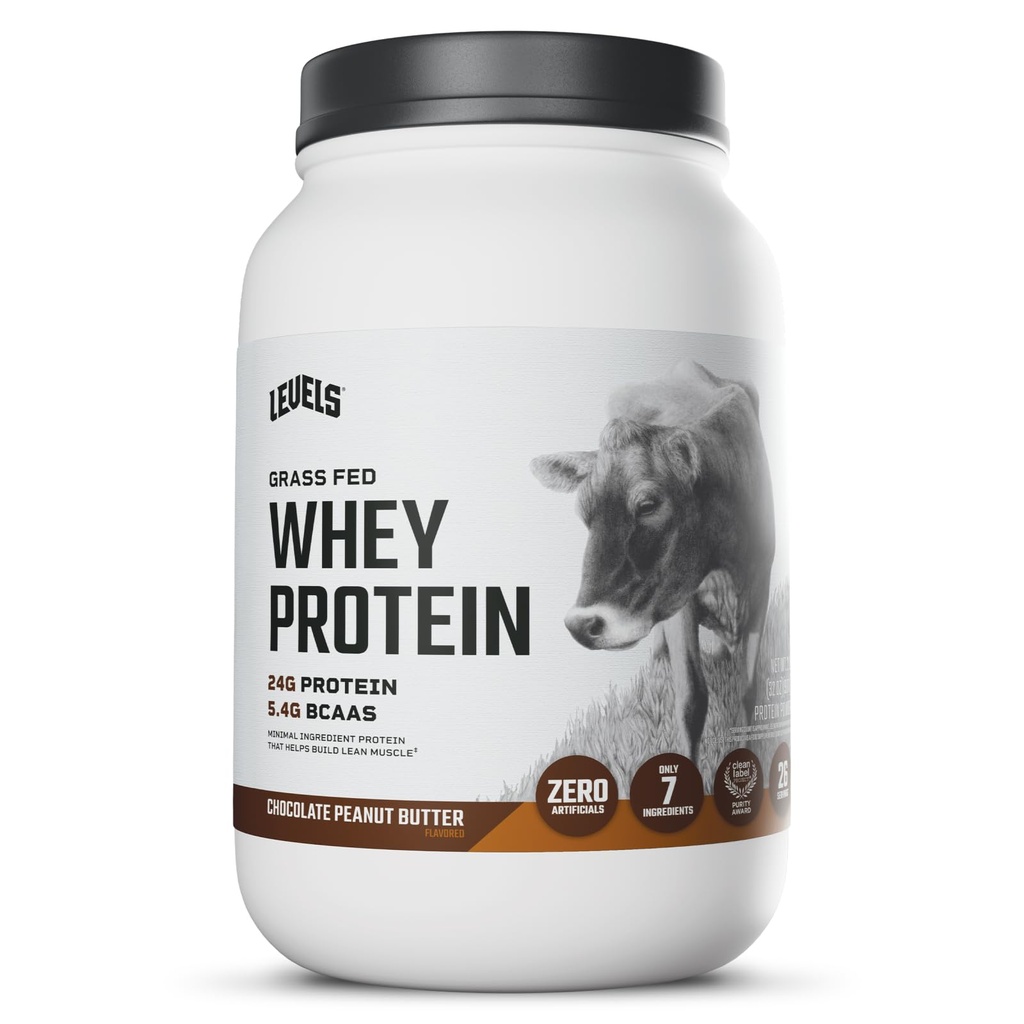 Seviyeler Grass Fed Whey Protein Toz, Yapay Değil, 24G Protein, Chocolate Peanut Butter, 2LBB