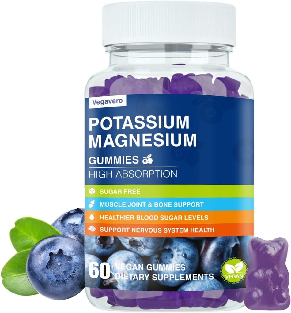 Magnezyum P properties Supplement Gummies - High Abxia Calm Magnezyum Glycinate & Pyumoid Citrate Plus Coenzyme Q10, DHA, D3, Mineral & Steel for Zzz, Leg Cramps & Muscle - 60 Blueberry Gummies