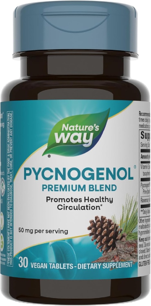 Nature's Way Pycnogenol, Sağlıklı Circulation*, 30 Vegan Tabletler