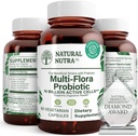 Natural Nutra Ultimate Flora Probiotic for Women and Men, Βοηθά στη βελτίωση της πέψης, Συμβάλλει στη συνολική υγεία, Προάγει το ανοσοποιητικό σύστημα, Πολυ- Στραγγίζει με Lactobacillus, Acidophilus, 60 κάψουλες
