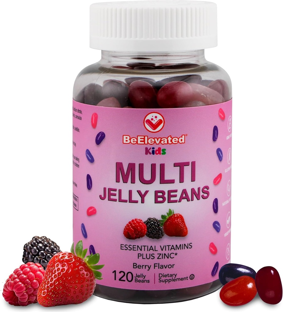 Multivitamin Jelly Beans - Çocuklar için çinko ile Chewable Vitamins Gummies - Immune Support Vitamin Supplements - Vegetarian Multivitamins Gummy Supplement for Childrens - 120 Berry Beans