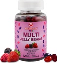 Multivitamin Jelly Beans - Çocuklar için çinko ile Chewable Vitamins Gummies - Immune Support Vitamin Supplements - Vegetarian Multivitamins Gummy Supplement for Childrens - 120 Berry Beans