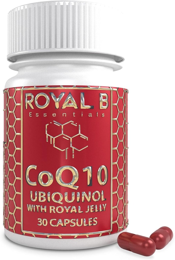 Ultra-Premium Co-Enzyme Q10 με Royal Jelly, Ubiquinol CoQ10 Κάψουλες για την Υγεία της Καρδιάς και την Ανοσολογική Άμυνα, All-Φυσικό συμπλήρωμα CoQ10 Made by Bees, 3.000 mg, 30 κάψουλες Veggie