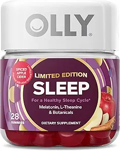OLLY Gummy ύπνου, περιορισμένη έκδοση, μελατονίνη, L-Θεανίνη, Βοτανικά, spiced μηλίτη μήλο - 28ct