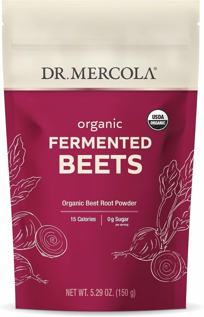 Dr. Mercola Organic Fermented Beet Toz - Arıt Kök Toz Circulation, Focus & Energy - Non-GMO, Soy-Free & Gluten-Free - 30 Hizmet