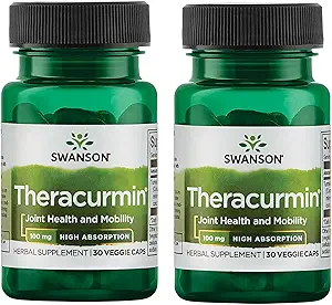 Swanson Theracurmin - Βότανο συμπλήρωμα Υποστήριξη Κοινής Υγείας & Κινητικότητας - Formated for High Absorption - (30 κάψουλες, 100mg έκαστος) (2 Pack)