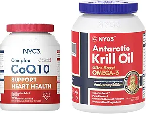NYO3 Coq10 120mg υποστήριξη καρδιά και λάδι κριλ 1000mg Softgels bundle