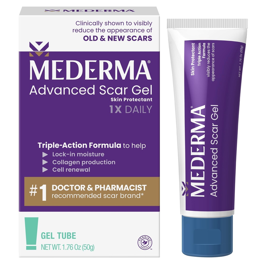 Mederma Advanced Scar Gel - Eski ve Yeni Korkunçları Tedaviler, Ane, Cerrahi, Burns, Yaralanmalar ve İşaret Marks, 1.76 Oz (50g)