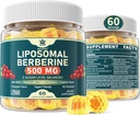Berberine 500 mg Supplement, Once Daily, Liposomal Gummies with Ceylon Cinnamon, Bitter Melon, Banaba Leaf for Metabolism Balanced, AMPK Activator, High Abxia, Sugar Free, Vegan, 60 Cts