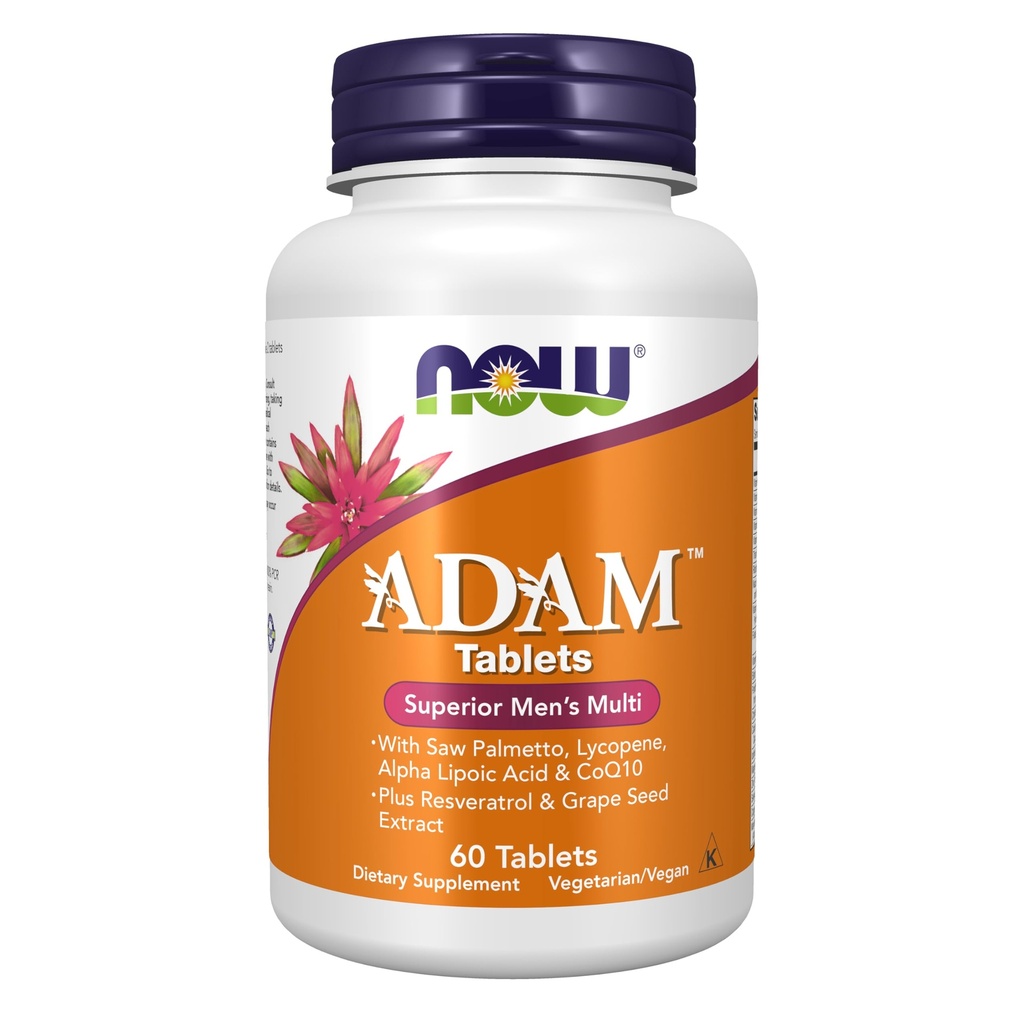 Şimdi Gıdalar Tamamlıyor, ADAMTM Erkeklerin Multivitamin with Saw Palmetto, Lycopene, Alpha Lipoic Acid ve CoQ10, Plus Natural Resveratrol & Grape Tohumu, 60 Tabletler