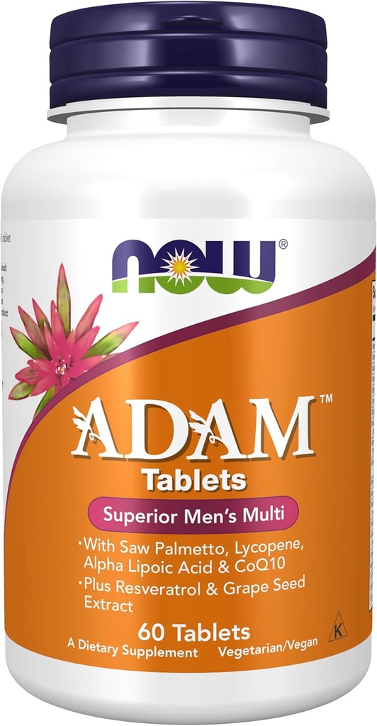 Şimdi Gıdalar Tamamlıyor, ADAMTM Erkeklerin Multivitamin with Saw Palmetto, Lycopene, Alpha Lipoic Acid ve CoQ10, Plus Natural Resveratrol & Grape Tohumu, 60 Tabletler