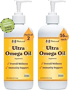 Doğal Köpek Şirketi 16 oz. -2 Pack Ultra Omega 3 Balık Yağı Köpekler için, Köpek Balık Yağı Tamamlama, Itch Relief, Salmon Oil for Dogs, for Multi Dog Families or Large Breed Dogs, 32 oz Value