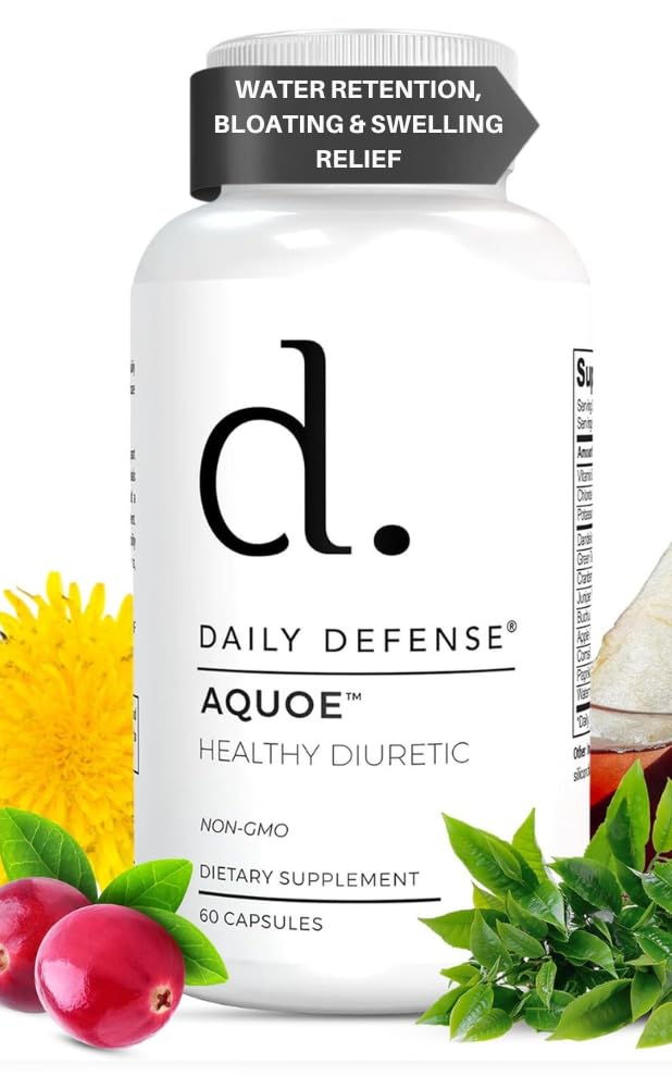 Diuretic Pills – Cranberry Pills with Green Tea, Dandelion, Apple Cider Vinegar & More - AQUOE Water Away Pills for Bloating & Fitness - Water Pills by Daily Defense, 60 Capsules
