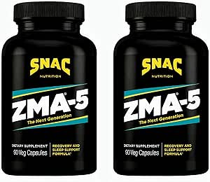 SNAC ZMA-5 συμπλήρωμα βοήθειας ύπνου, να προωθήσει την αποκατάσταση των μυών και την ανάπτυξη, ανοσοποιητική υποστήριξη, & αποκατάσταση ύπνου με ψευδάργυρο, μαγνήσιο & 5-HTP, Post προπόνηση, Πριν από το κρεβάτι ZMA συμπληρώματα 180 κόμη (2 πακέτο)