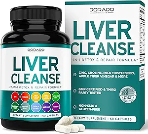 Liver Cleanse Detox & Tamir 27 1 Formula - Süt Butle, Dandelion Root, Turmeric, Artichoke Extract & More - Liver Detox Support Supplement - 3rd Party Tested, Vegan Güvenli & ABD Made (60 Count)