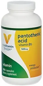 Shoppe Pantothenic Acid 500MG, B5 Vitamini ile, Enerji Üretimi ve Saç, Skin, Nails, Once Daily (300 Capsules)