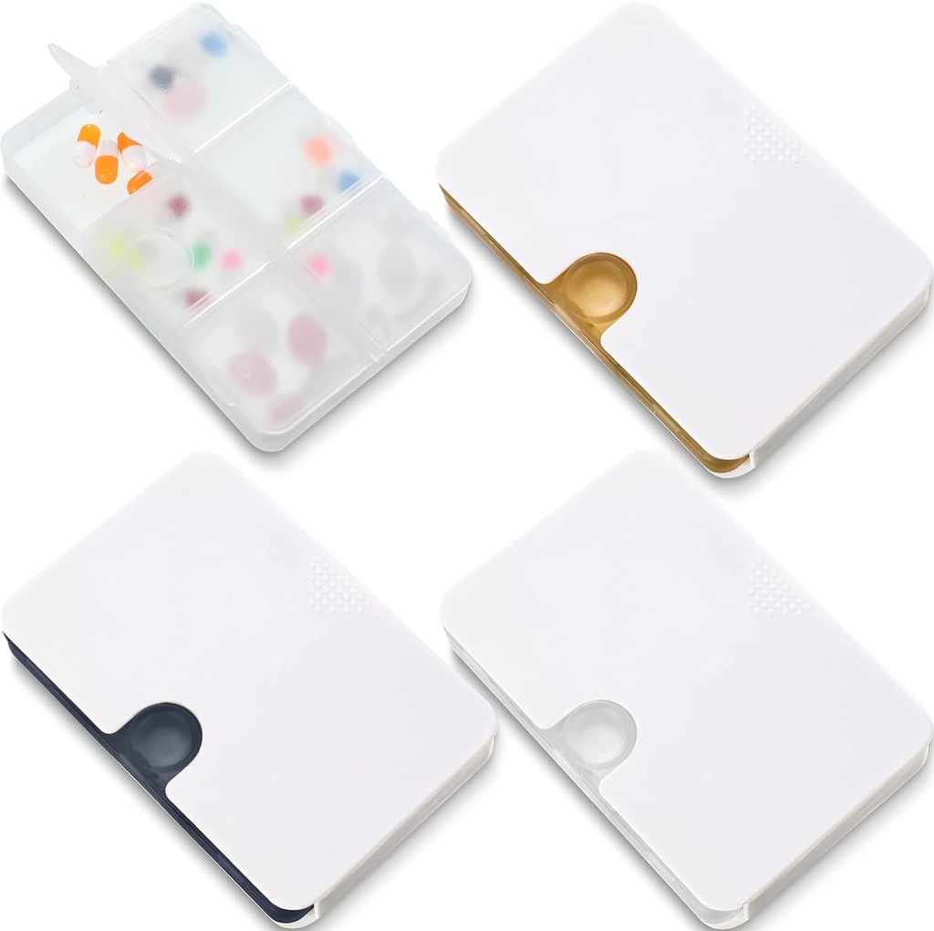 Patelai 3 Pieces Seyahat Pill Organizer 6 Karşılaştırmalı Küçük Maske Tipi Tıp Kutu Vitamini Ortak Canlı Petrol 3 Renkler için Locking Hole ile Kombine Çekildi