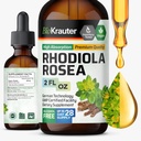 BIO KRAUTER Rhodiola Rosea συμπλήρωμα Υγρό - Pure Rhodiola Rosea Βάμμα - Vegan υποστήριξη ηρεμίας - Αλκοόλ & Ζάχαρη εκχύλισμα 2 FL.Oz.