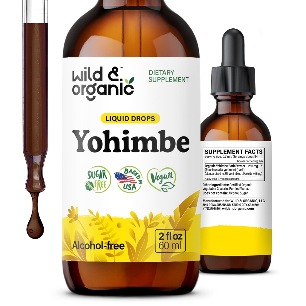 Vahşi ve Organik Yohimbe Erkekler ve Kadınlar için Tamamlar - 5 mg Yohimbine Sıvı Ekstralar - Pausinystalia Yohimbe Bark Tincture - Vegan, Alkol Özgür - 2 fl ozzz