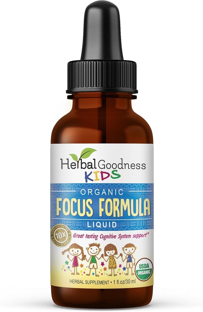 Focus and Attention Supplements 1oz - Focus Supplements with Ashwagandha for Kids & Natural Moringa Extract for a Serene and Genius Mind - Non-GMO Focus Vitamins for Kids - Made in USA