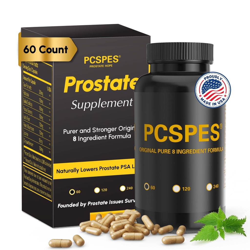 Erkekler için Prostate Health Supplements - Aşağı PAS Seviyeleri Doğal olarak Saw Palmetto & 7 Pure Herbs - Bladder Control Supplements & Reduce Nighttime Urination 60