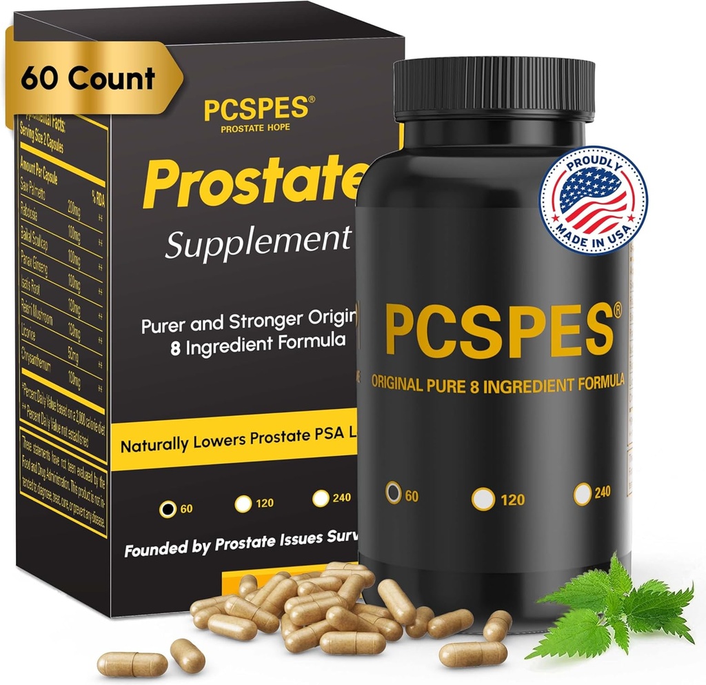 Erkekler için Prostate Health Supplements - Aşağı PAS Seviyeleri Doğal olarak Saw Palmetto & 7 Pure Herbs - Bladder Control Supplements & Reduce Nighttime Urination 60