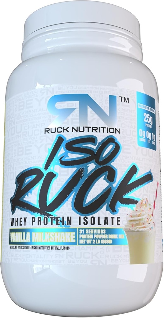 RUCK NUTRITION ISO proteini Toz | 100% Whey proteini | 25G of Protein for Muscle Recovery | 0g of Fat, 0g of Sugar | Gurme Tadı (30 Hizmet, Vanilla Milkshake)
