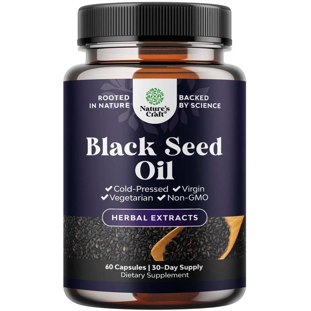Vegan Black Seed Oil Capsules - Cold Pressed Nigella Sativa Black Cumin Seed Oil Capsules with Omega 3 6 9 Antioksis and Thymoquinone for Saç Büyüme Immune Support Ortak Sağlık ve Digestion