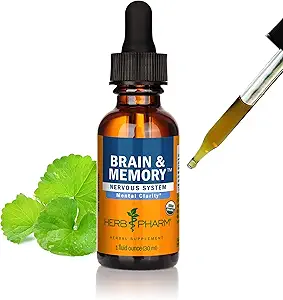 Herb Pharm Organic Nootropic Brain & Memory Supplement with Ginkgo Biloba Liquid Extract: Γρήγορη απορρόφηση για υποστήριξη ψυχικής εστίασης, Ginkgo Supplement, Vegan, Gluten-free, Non-GMO, 1 Oz