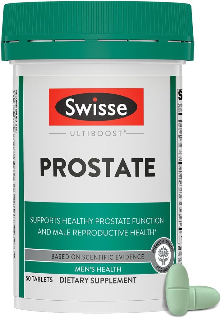 Swisse Saw Palmetto Erkekler için Prostate Supplement | Reproductive Health & Prostate Support with çinko, Selenium & Sting Nettle | 50 Tablet