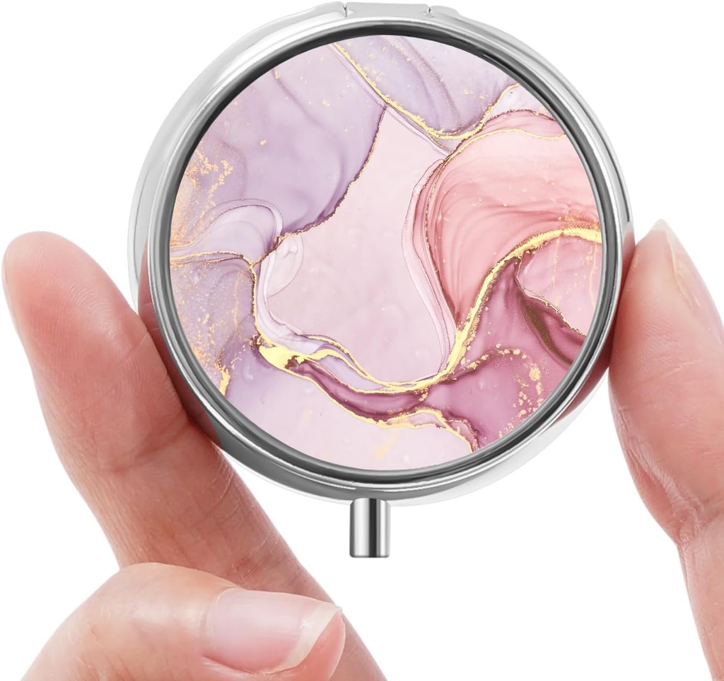 Mini Pill Box, Small Pill Box, Portable Pill Box, Cute Pill Organizer for Vitamins, Drugs, Fish Oil and Supplements (Pink Mermer)